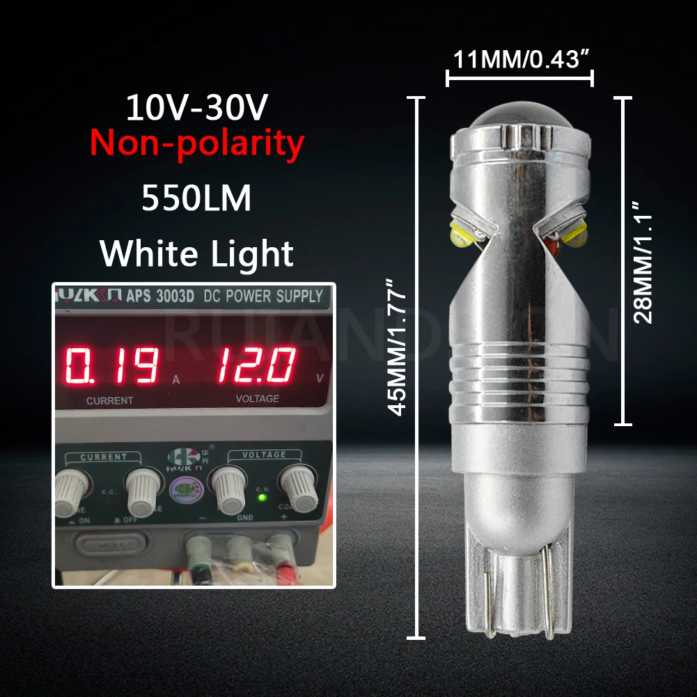 2x2 4 Вт белый 10 30 в T10 168 2825 W5W светодиодный сменный 3 SMD фонарь без полярности