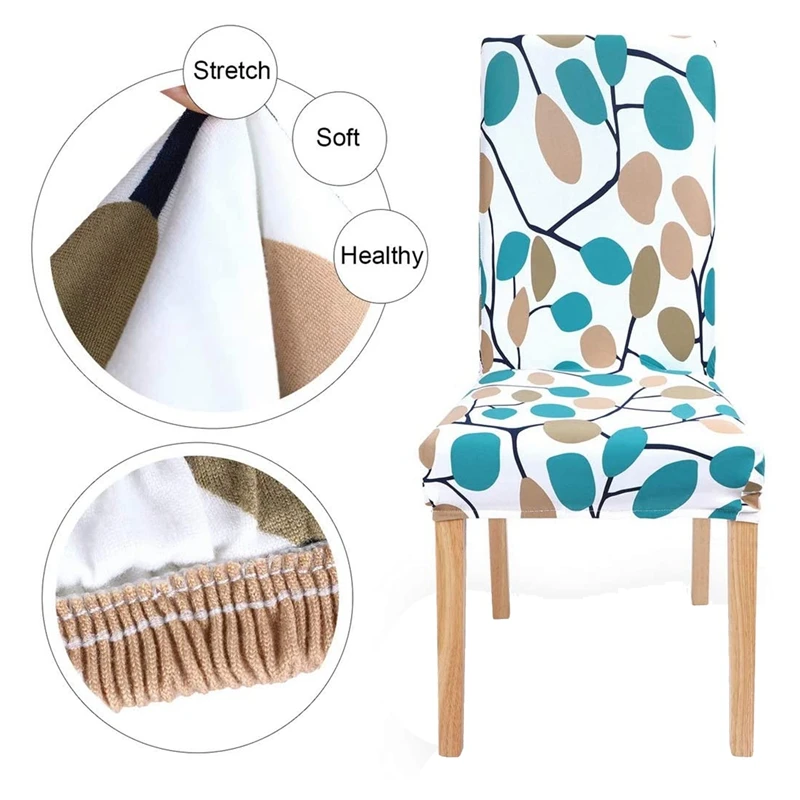 

Chair Covers Stretch Removable Washable Kitchen Chair Covers Protector for Dining Room Hotel Leaf Pattern