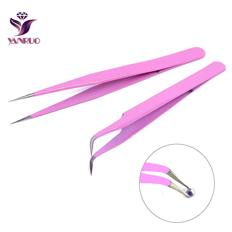 2 шт./лот красно-розовые черные ESD пинцеты из нержавеющей стали промышленные