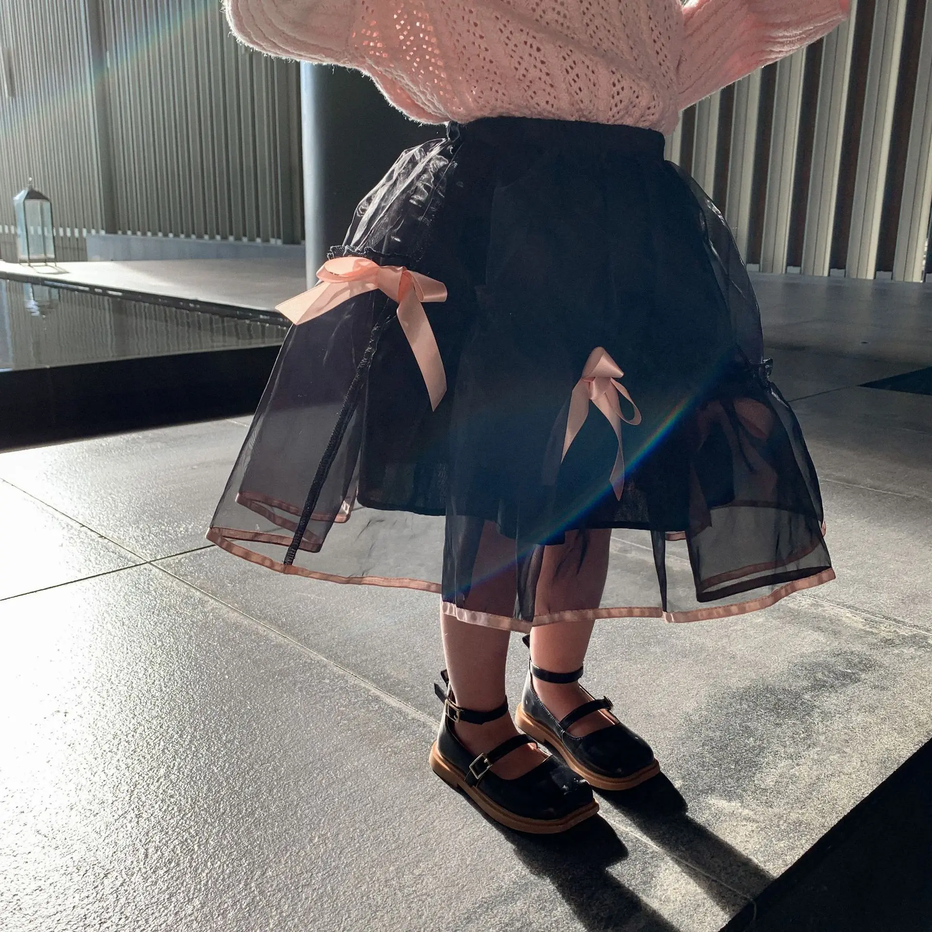 

children wear spring 2021 new Korean baby girls gauze skirt Princess bow skirt