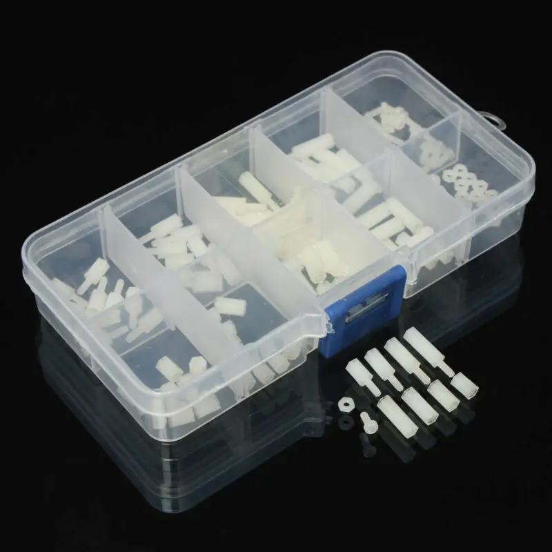 

M2 Nylon Hex Spacers Screw Nut Assortment Kit Stand off Plastic Accessories Set