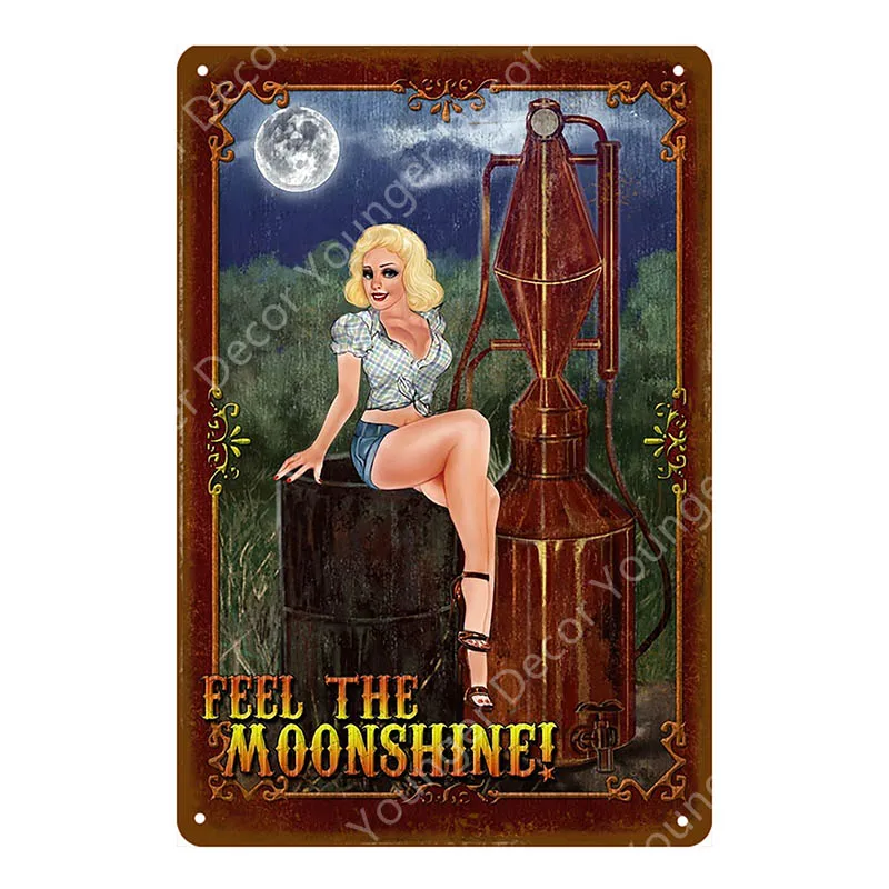 YD6710BI Pin Up Girl металлические знаки Самогонный плакат Сексуальная Дамская металлическая табличка настенная живопись наклейка для паба бара клуба домашний декор YI-167 - Цвет: YD6710BI