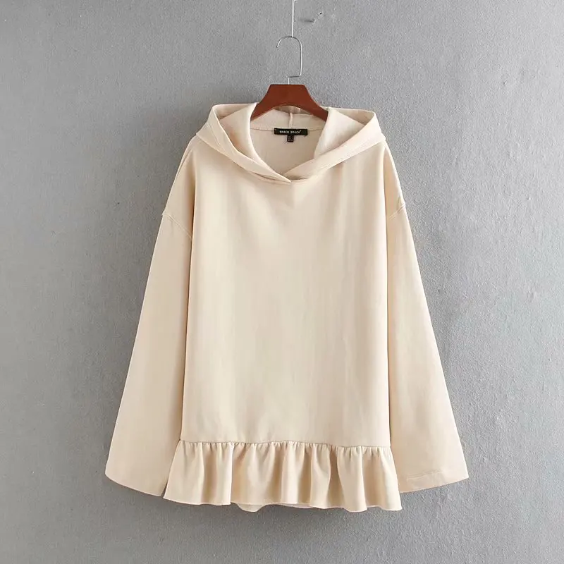 Женские Модные одноцветные плиссированные повседневные флисовые свитшоты с