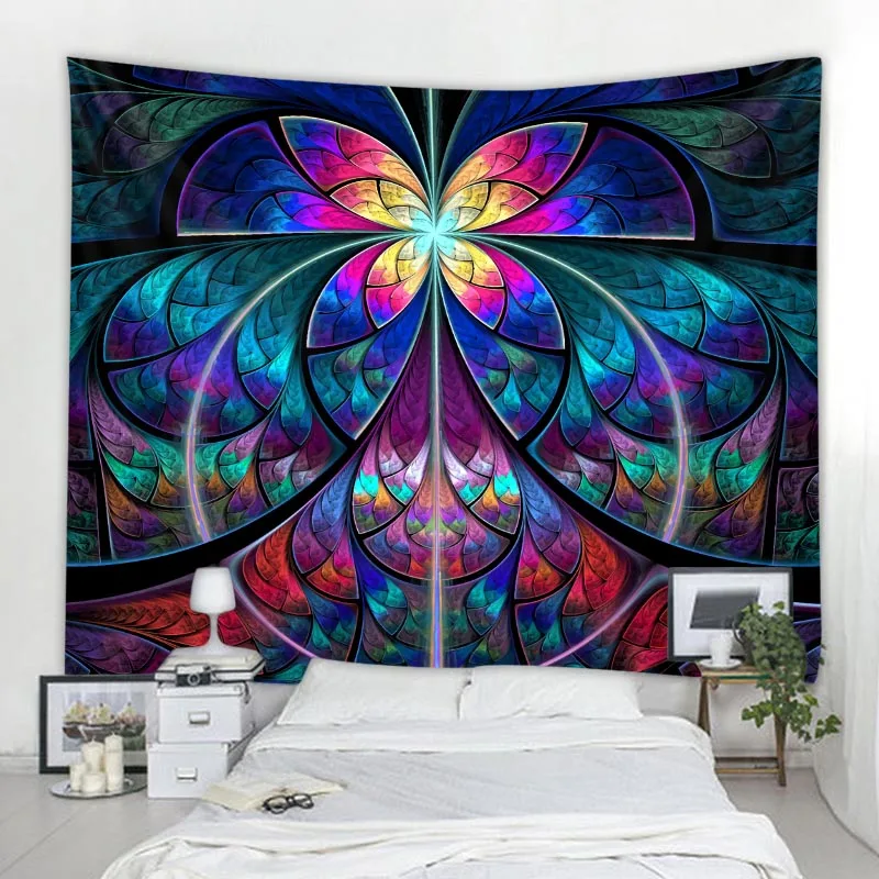 

Big tapestry colorful fractal art aesthetics wall hanging mandala hippie tapestry living room bedroom dormitory home decoration