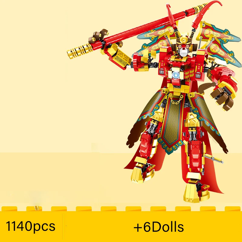

Mecha Monkey King Sunwukong Block Building Block Standard Small Brick Enlightenment Toys Children Gifts Parent-child Interaction