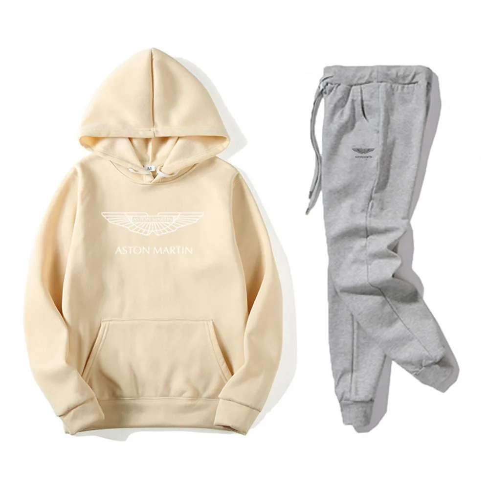 

man Sets Tracksuit Men woman Hooded Sweatshirt+pants Pullover ASTONMARTIN logo Print Hoodie Sportwear Suit Casual Mens Clothes