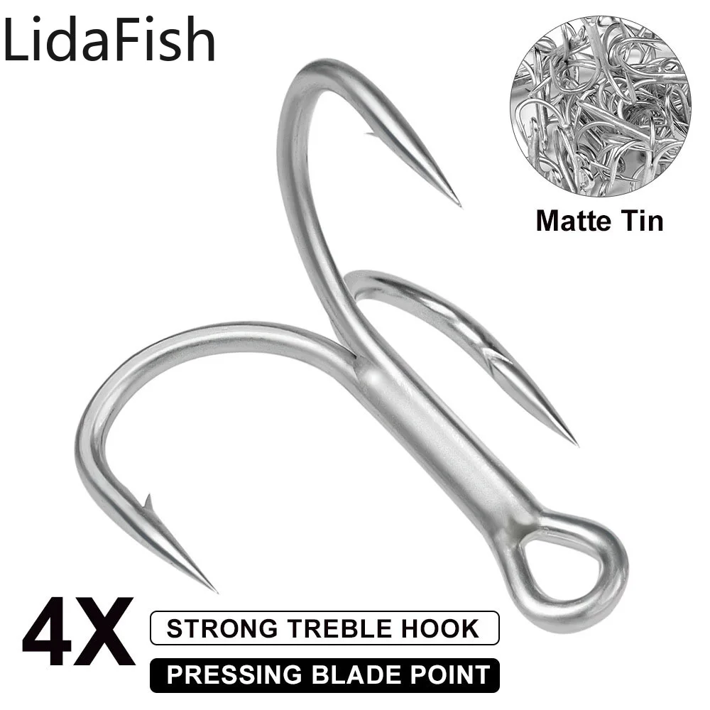 

Lidafish 10 шт./лот, рыболовные крючки из высокоуглеродистой стали, тройной крючок, высокопрочный рыболовный крючок для морской воды, окуня, карп...