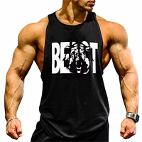 gym brand clothing bodybuilding fitness mens running tanks workout beast print vest stringer sportswear muscle undershirt