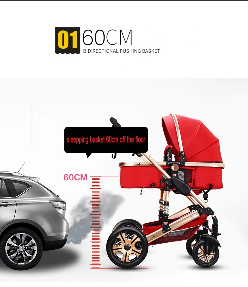 Высокая пейзажная детская коляска 3 в 1, детская коляска, роскошная коляска для путешествий, детская корзина, детское автокресло и коляска