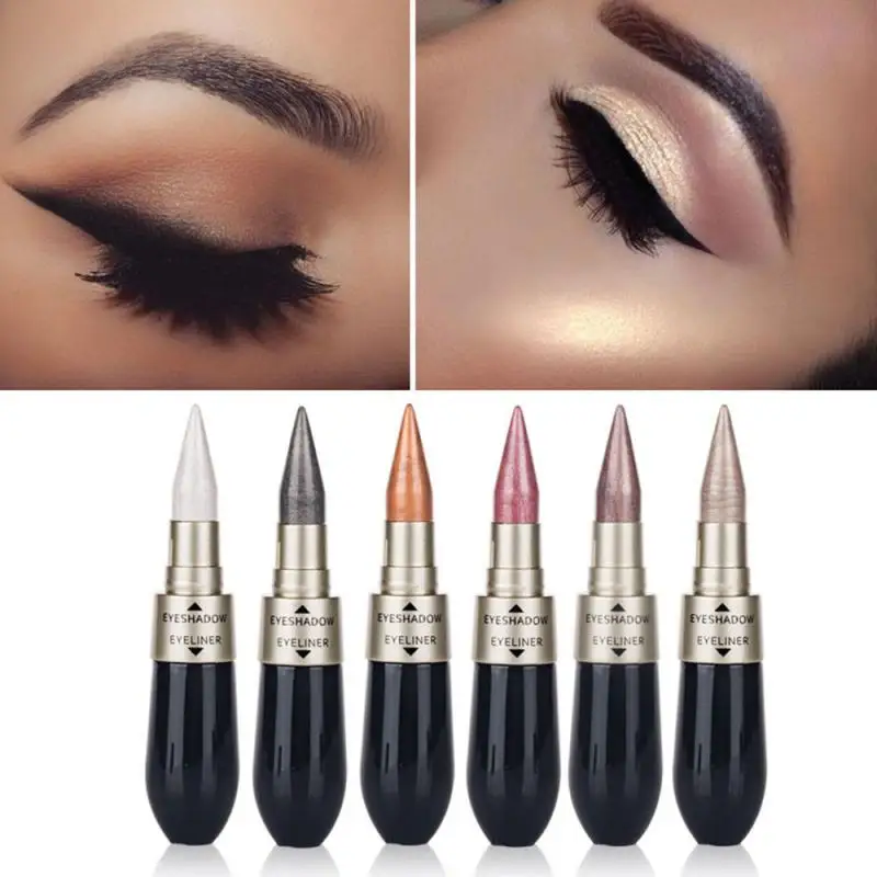 

NEW Black Long-lasting Waterproof 2 in 1Eye Makeup Pencil Glitter Eyeshadow Eyeliner Pen Quick-dry Liquid Eyeliner maquillaje
