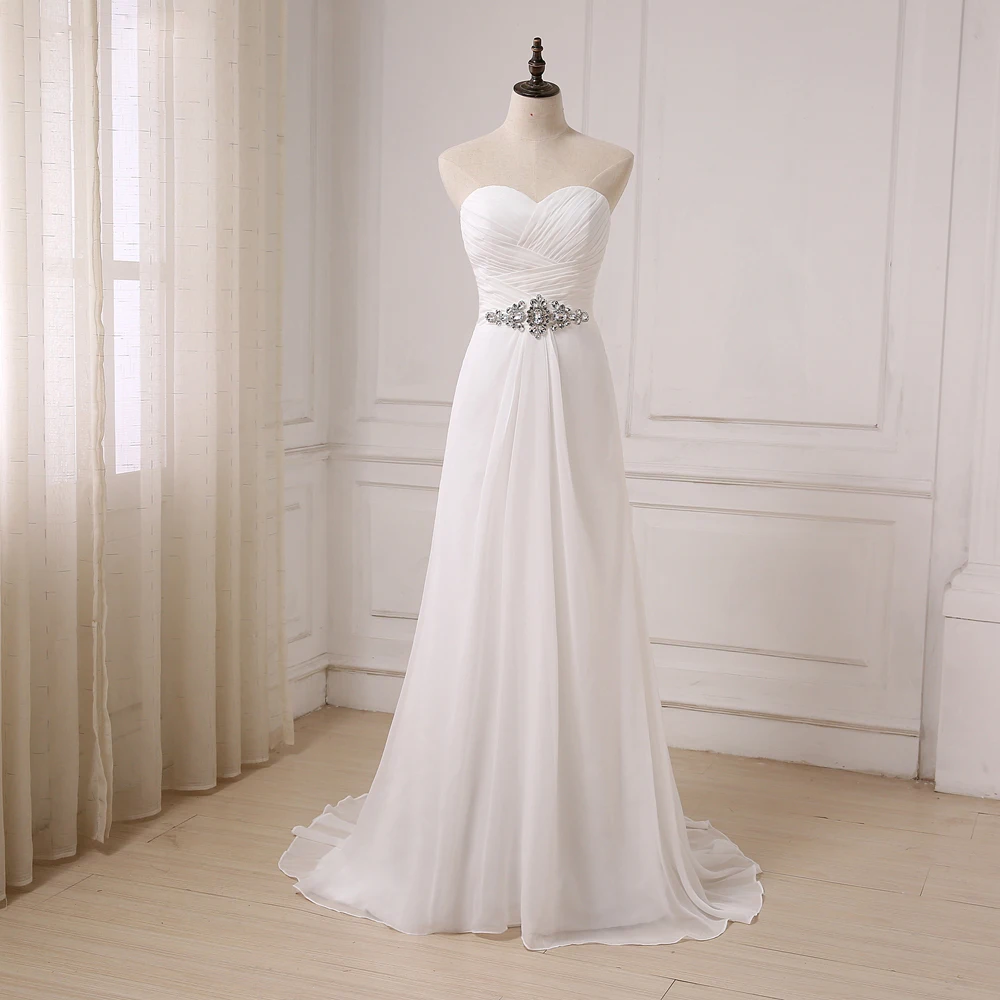 Jiayigong Real White/ Ivory Chiffon Beach Wedding Dresses Vestido De Noiva Sweetheart Sleeveless Bridal Gowns Plus Size | Свадьбы и