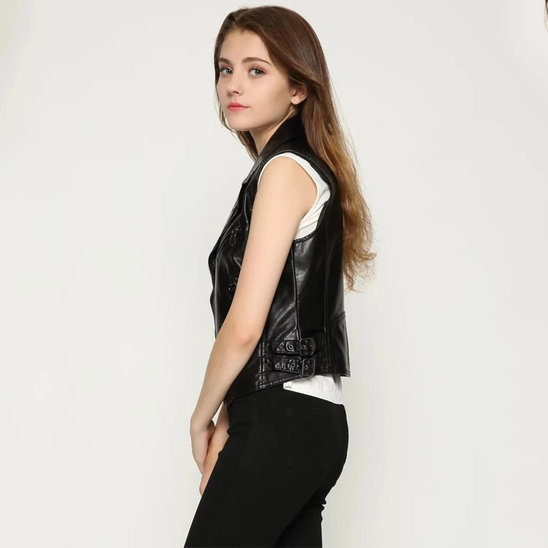 Куртка бомбер TMODA247 женская из искусственной кожи модный жилет мотоциклетная