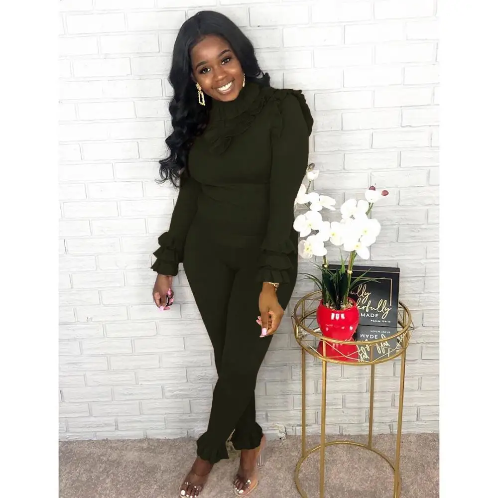 Зимний модный кардиган с воланами спортивный костюм длинным рукавом