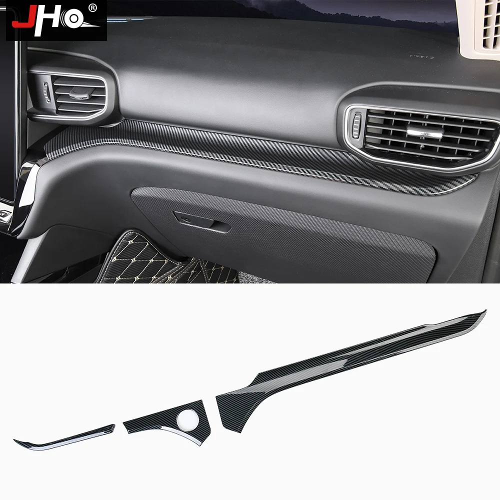 

JHO ABS Carbon Grain Car Dashboard Side Strip Overlay Cover Trim For Ford Explorer 2020 XLT Limited Platinum ST Accessories