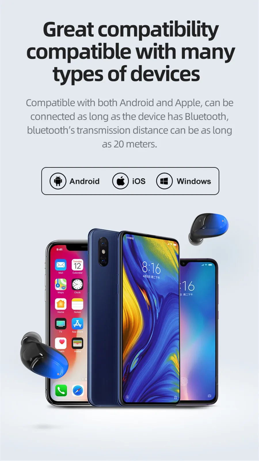 VIKEFON Bluetooth 5,0 наушники TWS IPX5 водонепроницаемые 3D стерео Беспроводные спортивные наушники с громкой связью игровая гарнитура с микрофоном 2000 мАч