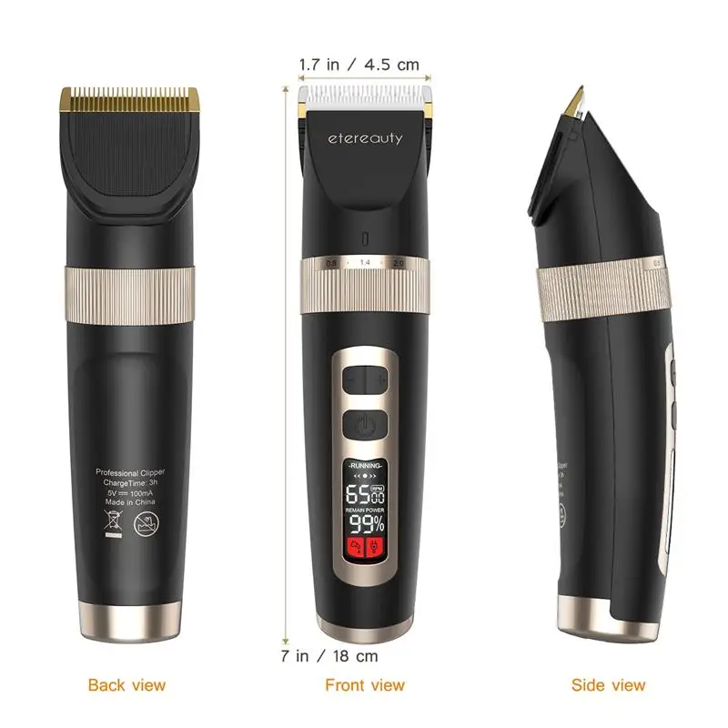 Умный ЖК перезаряжаемый бесшумный триммер для стрижки волос набор ухода с
