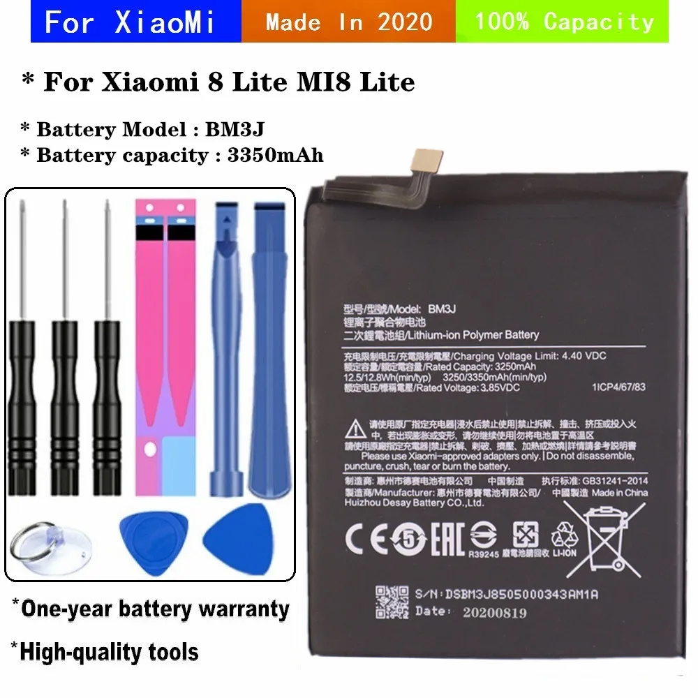 

BM3J Сменный аккумулятор для Xiao Mi Xiaomi 8 Lite Mi8 Lite аккумулятор для телефона 3350 мАч аккумулятор с подлинной емкостью + Инструменты + наклейки
