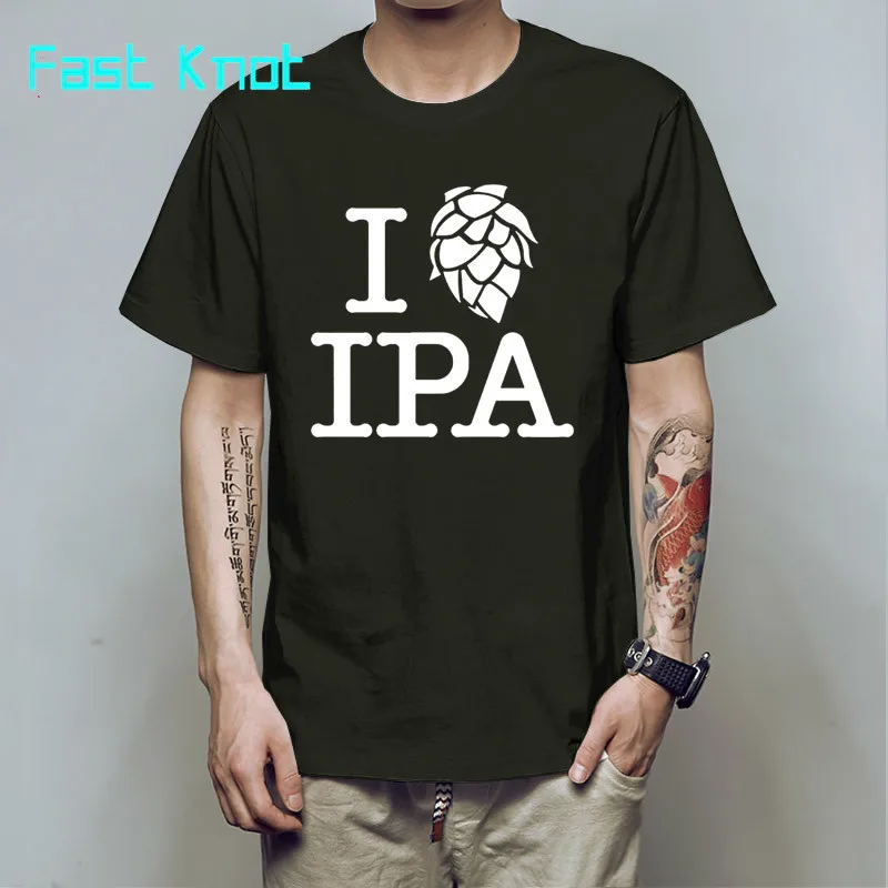 Летняя футболка с надписью I Love IPA для мальчиков мужская повседневная хлопковая