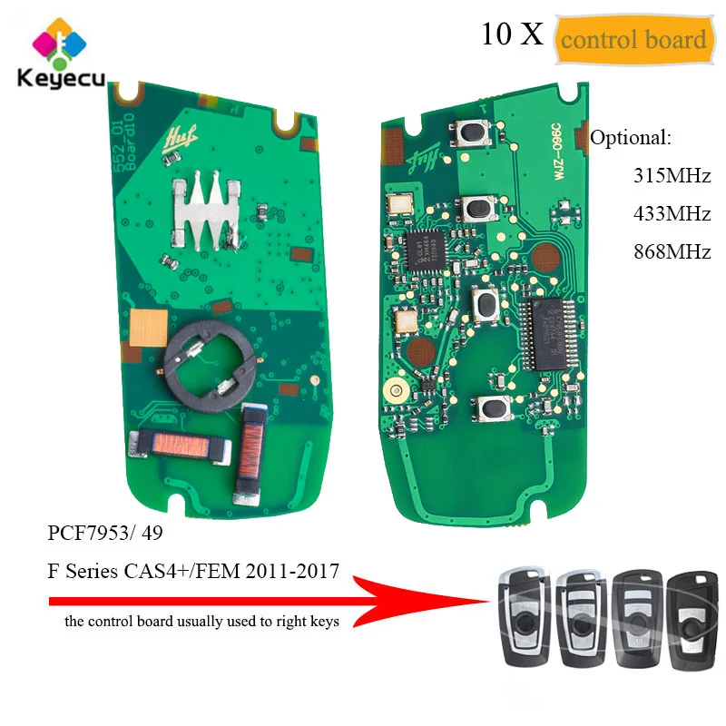 

KEYECU 10X PCF7953 Smart Remote Control Board 315MHz YGOHUF5662, 433MHz YGOHUF5767, 868MHz YGOHUF5661 for BMW F Series CAS4+/FEM