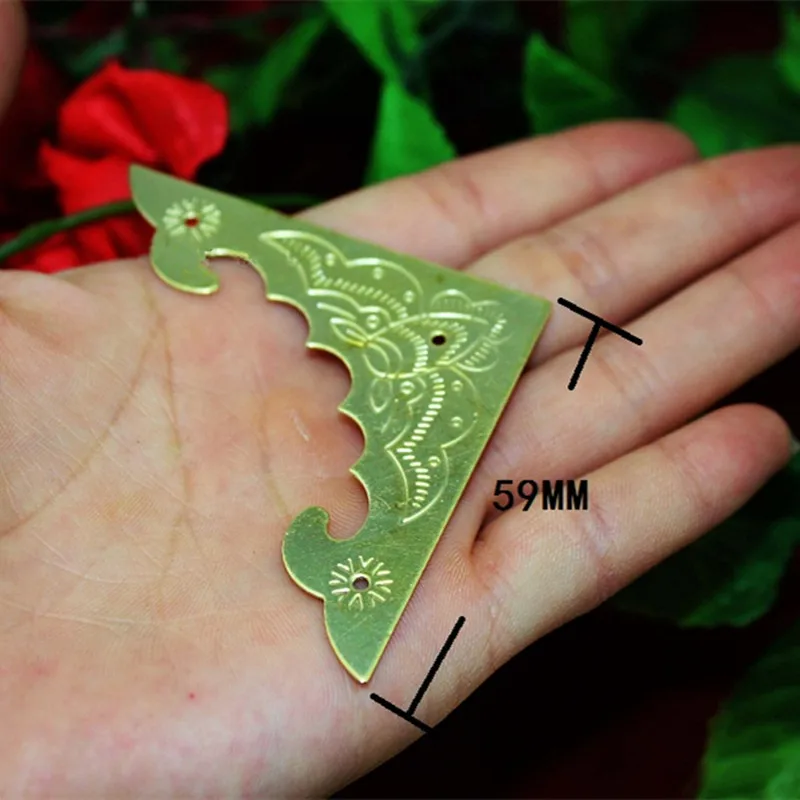 Филигранный треугольник летучая мышь Конер кабошон, Древний бронзовый угол, плоские металлические украшения Скрапбукинг, декор для деревянной коробки, 10 шт