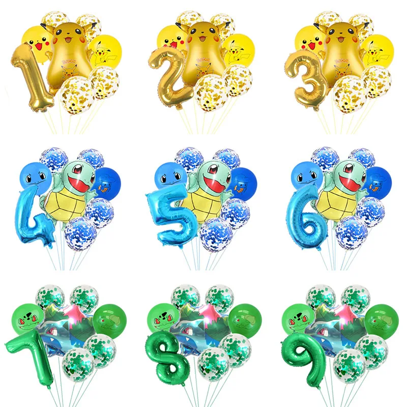 8 шт. Пикачу Покемон алюминиевый шар блесток латекса Дети День рождения украшения