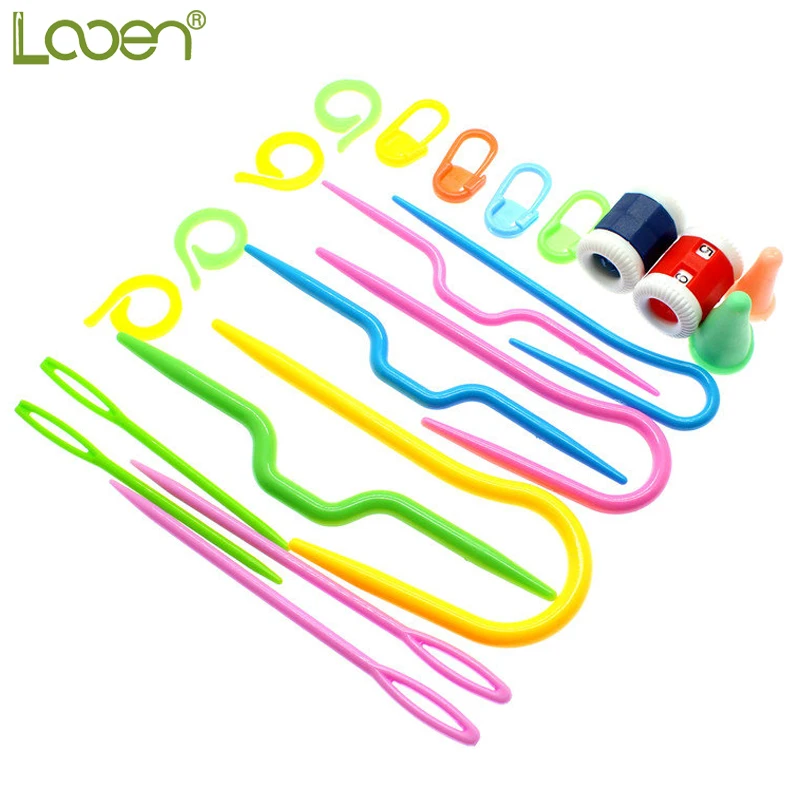 22 шт./компл. набор пластиковых вязальных инструментов игл вязальные крючки иглы