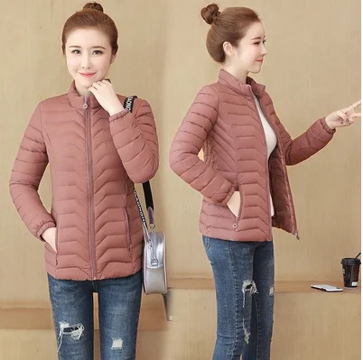 

Winter women's fashion stand-up collar thin zipper large size cotton jacket winter jacket short coat