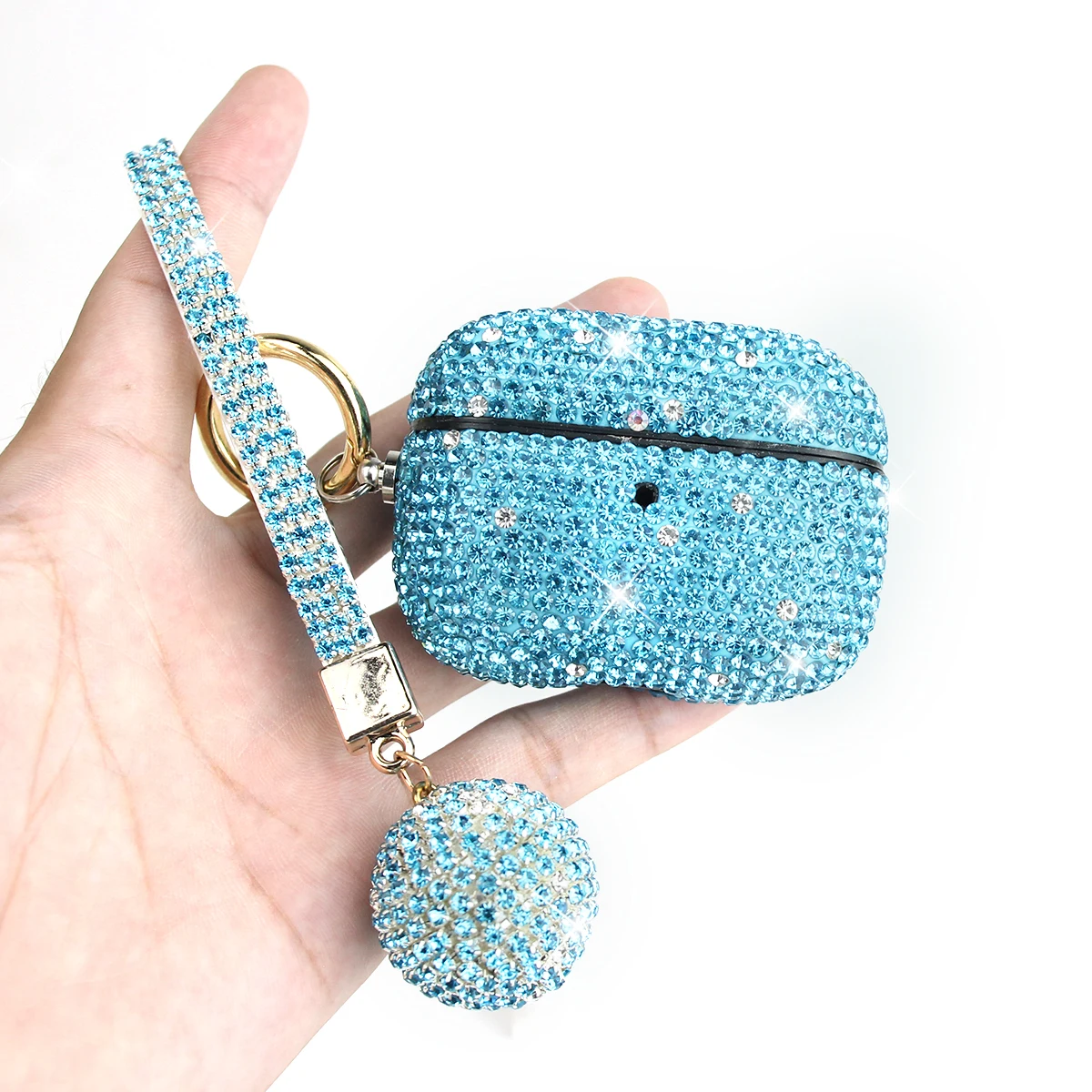 Чехлы для Airpods Pro 3 роскошный блестящий бриллиантовый чехол с подвесным шариком