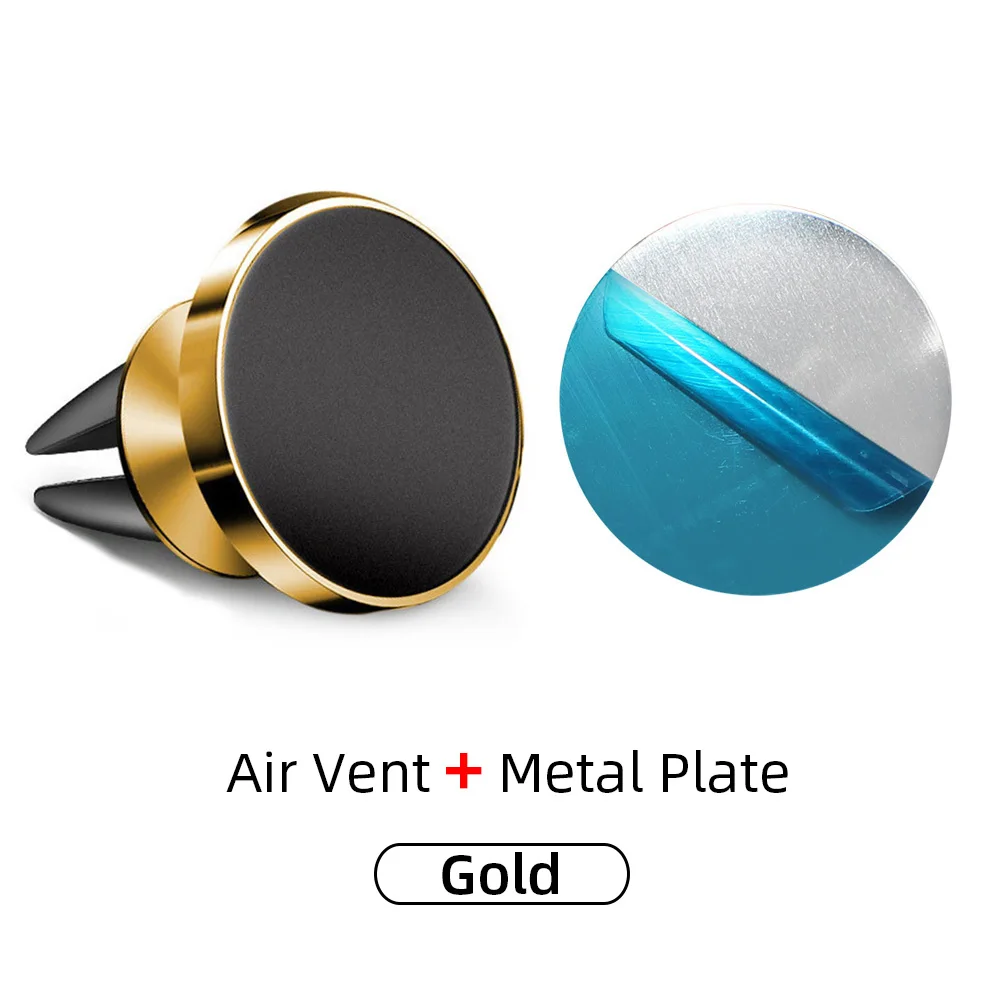 Gold Air Vent Магнитный автомобильный держатель для телефона для iPhone X, XR, samsung, S9, gps, вращение на 360 градусов, крепление на вентиляционное отверстие, универсальная подставка для мобильного телефона - Цвет: Gold Air Vent