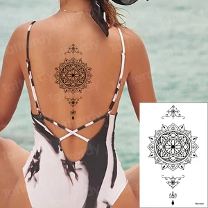 Временная татуировка, наклейка Лотос Ловец снов, поддельные татуировки, хна, водостойкие, на заднюю ногу, Абдо, для мужчин, на руку, тату, для женщин, мужчин, для пляжа, новинка