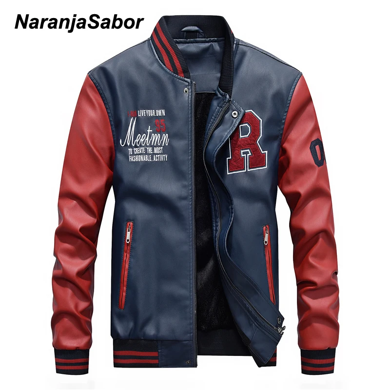 Мужская куртка из ПУ кожи с вышивкой на осень/зиму | одежда