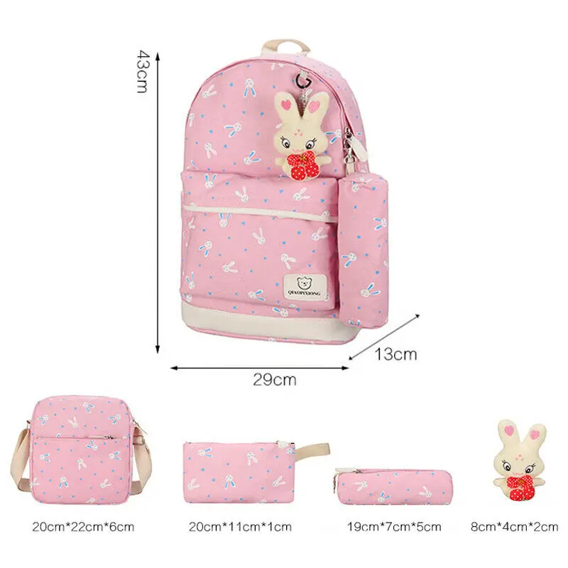 4Pcs Set Women Storage bags Cute Backpack Girl School Fashion Shoulder Bag Canvas Travel | Дом и сад