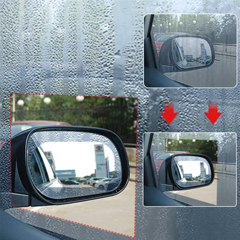 

2pcs Car Rearview Mirror Rainproof Film Full Screen Glass Anti Fog Side Window Reflective Mirror Universal Waterproof Film