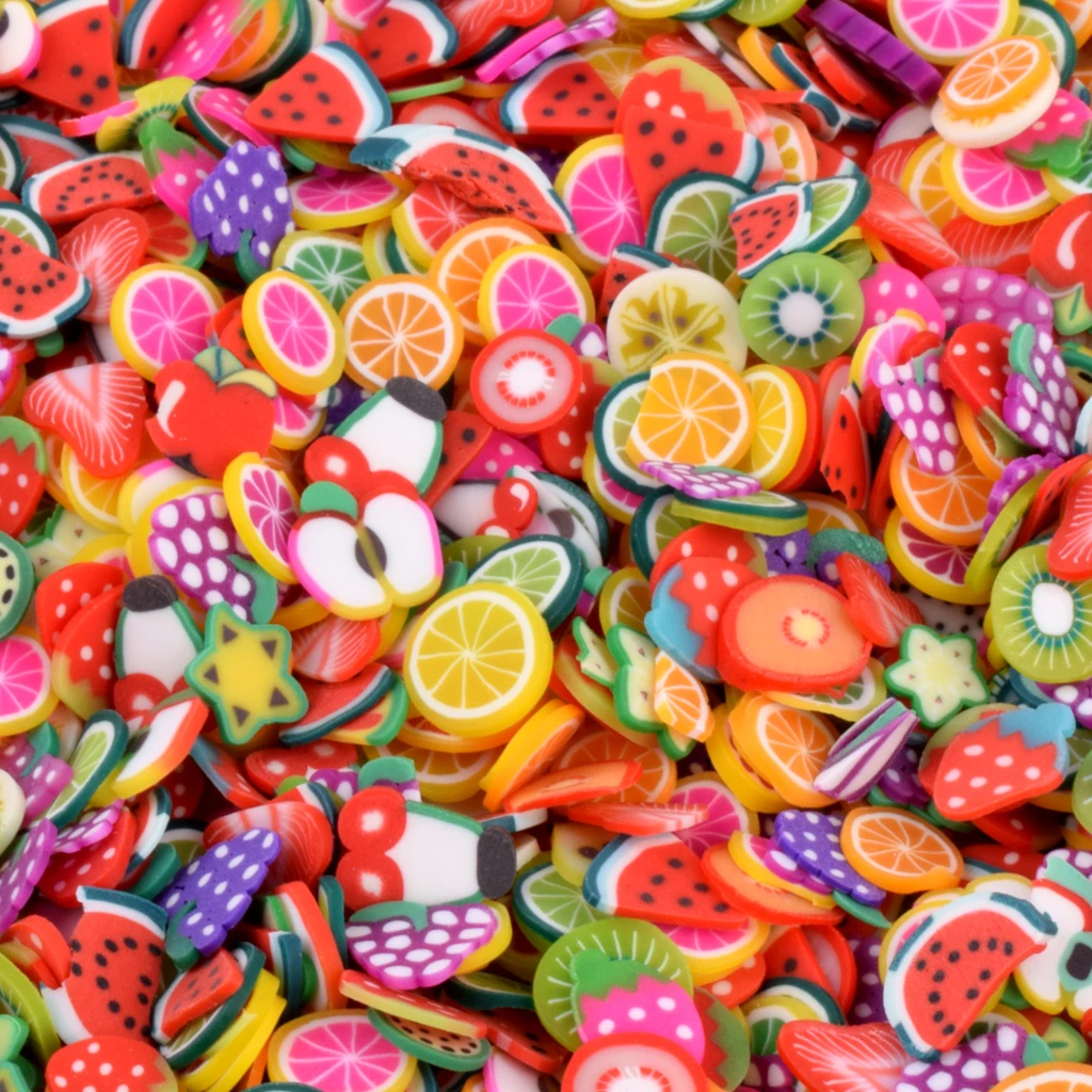 1000 шт фруктовые ломтики Fimo амулеты для детей Lizun DIY принадлежности полимерная прозрачная глина посыпает шпатлевка дизайн ногтей ремесло обучающие игрушки