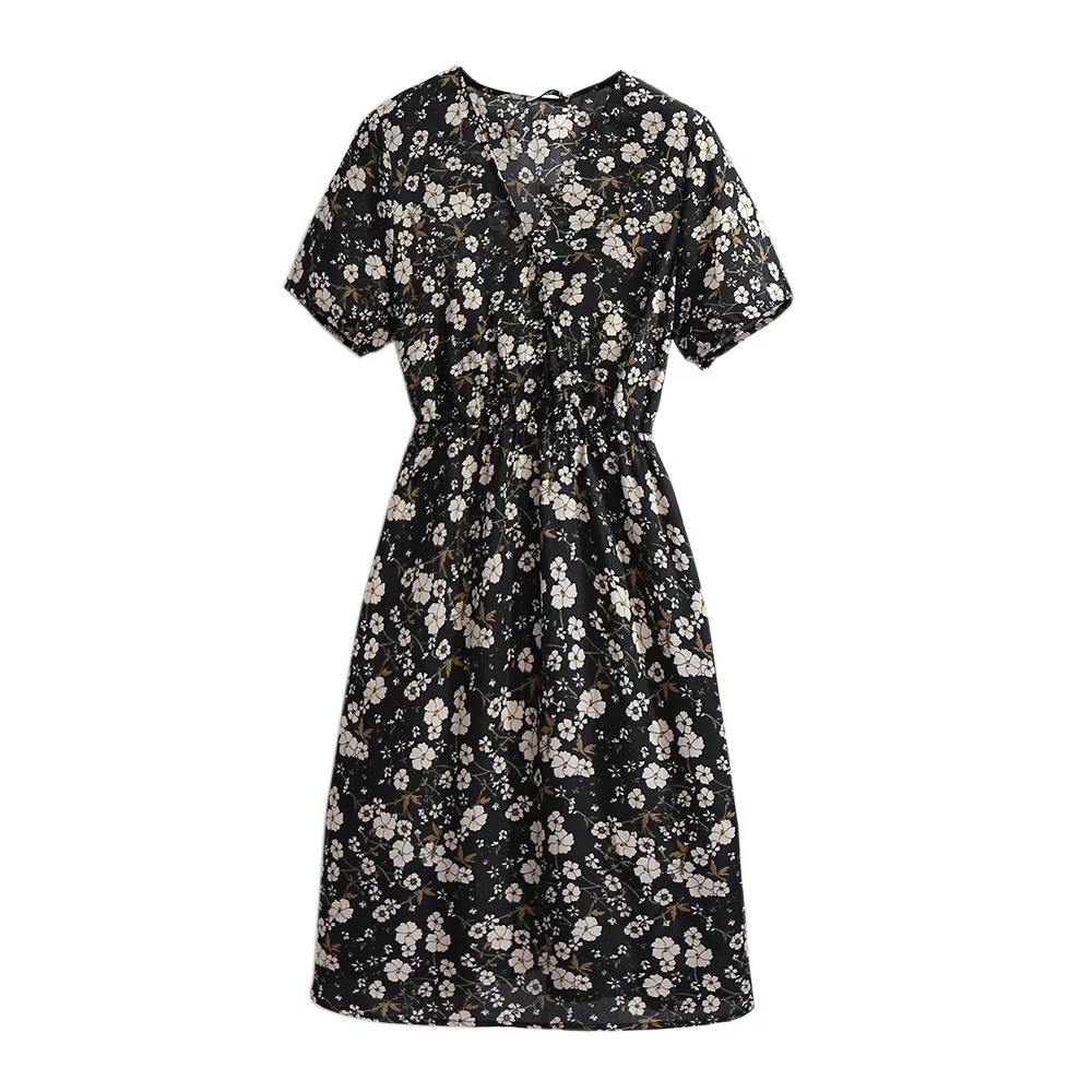 

6XL Large Size Dress Women Summer Big Sizes Vintage Floral Print Dress Oversize Casual V-neck Chiffon Dresses Plus Size Vestido