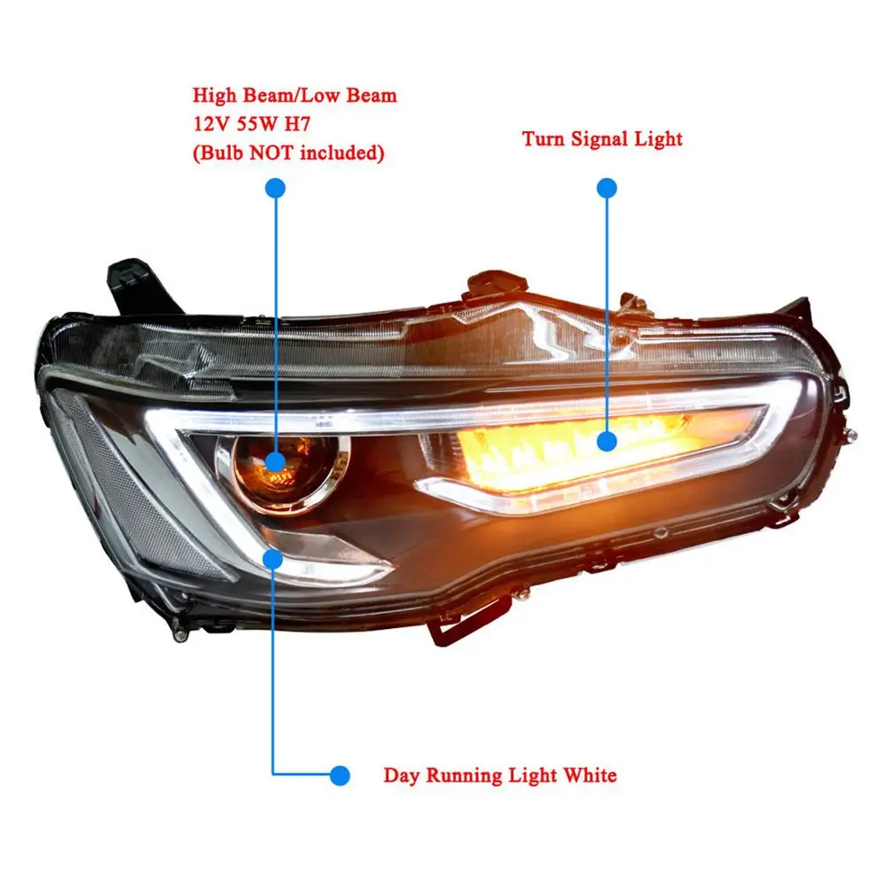 Светодиодные фары KP подходят для 2008 2017 Mitsubishi Lancer EVO двухлучевые стиль Audi A5|headlights