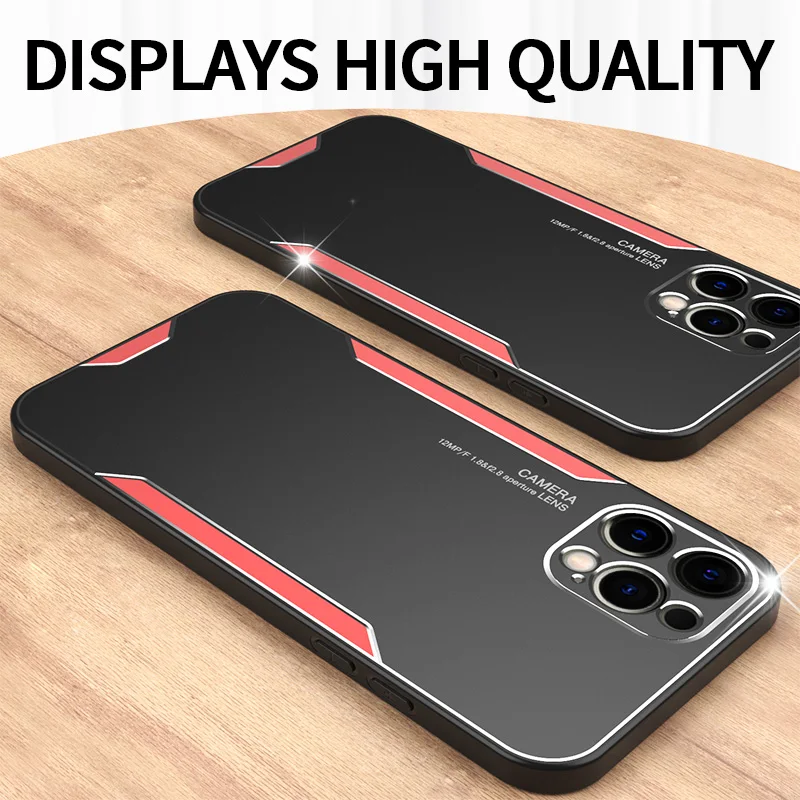 

Lens Protection Bumper Shockproof Matte Aluminum Metal Phone Case For iPhone 12 11 Pro Max 7 8 SE X XS XR Cover Fundas Coque