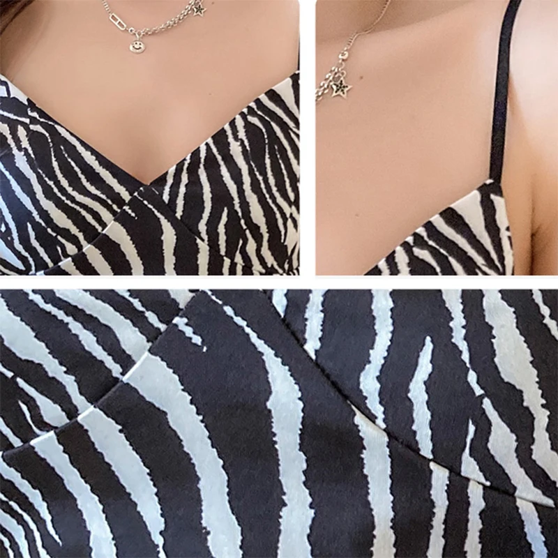 

LJSXLS Summer Sexy Leopard V-Neck Tops For Women 2021 Print All-match Camisole Sleeveless top mujer With Chest Pad Womens Clothi