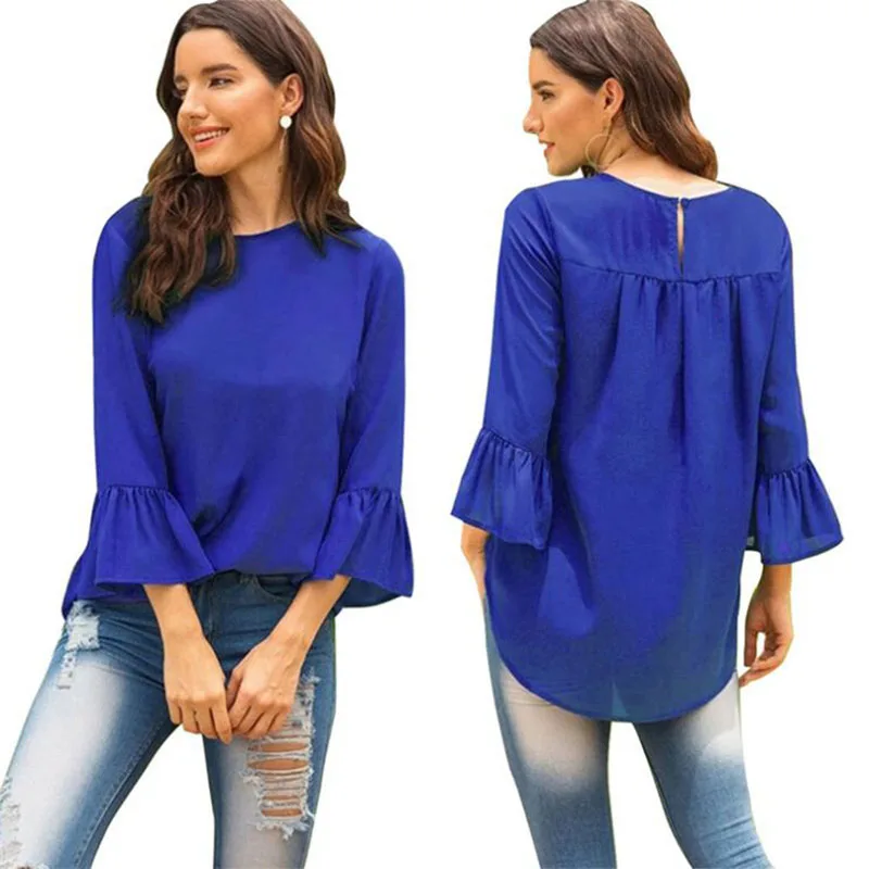 Новинка 2020 модная повседневная Однотонная футболка с круглым вырезом и