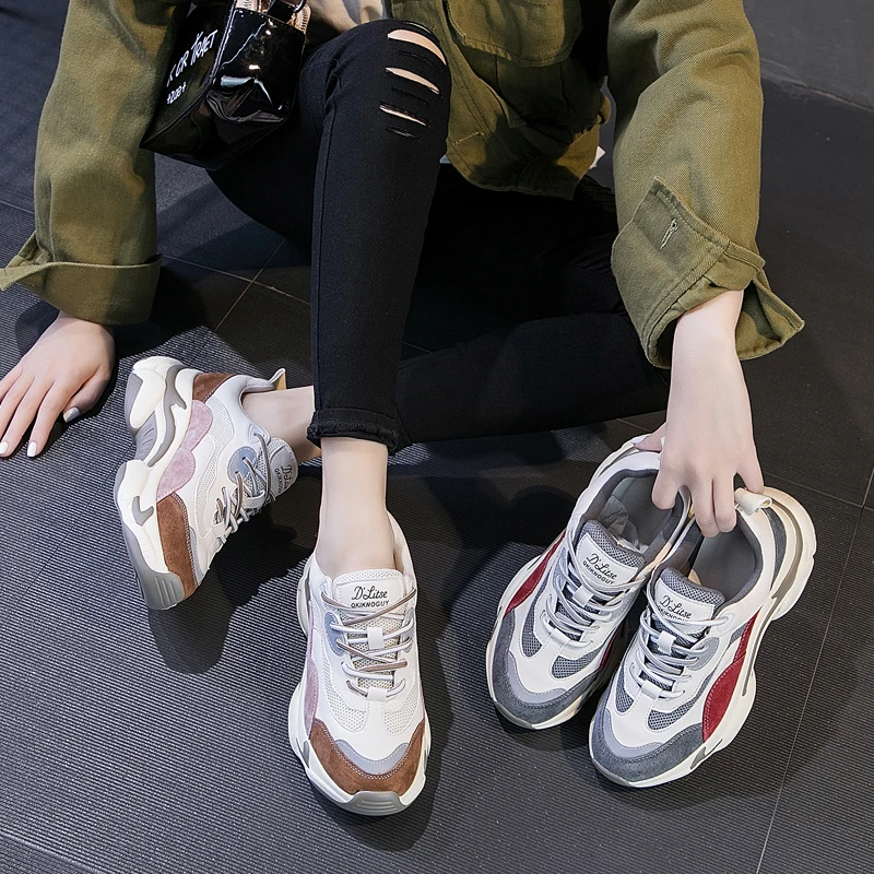 Женские кроссовки на платформе LZJ массивные с мягкой подошвой повседневные