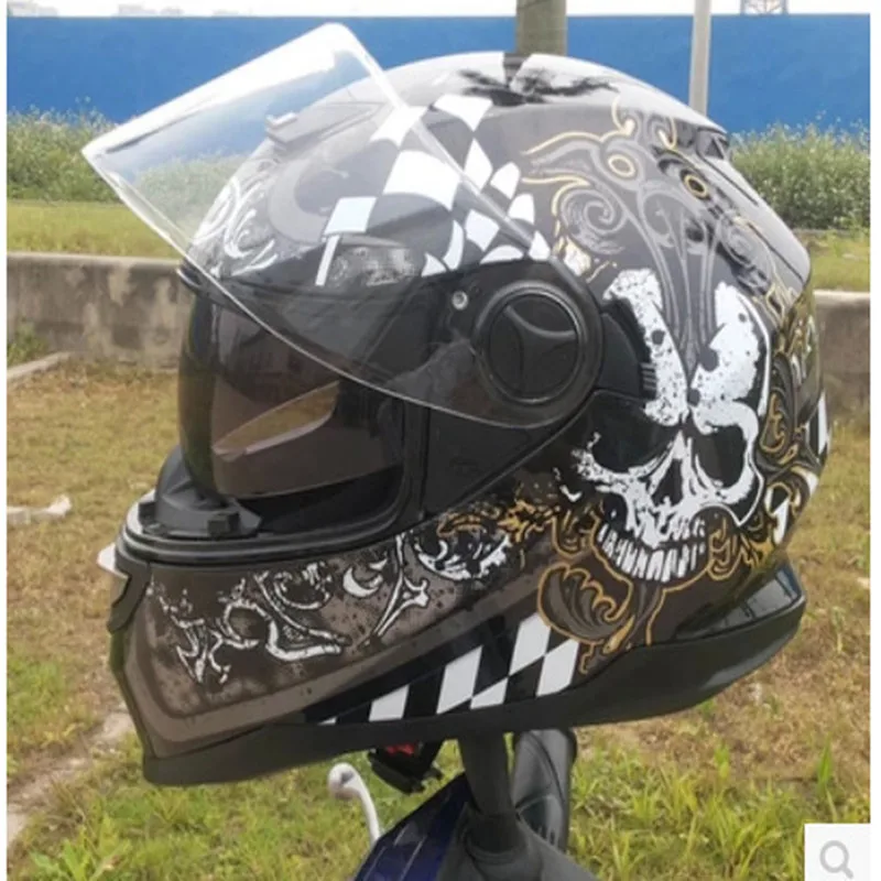 Полнолицевой шлем ARAI run двойной объектив шлем мотоциклетный шлем потрясающий Цвет Череп