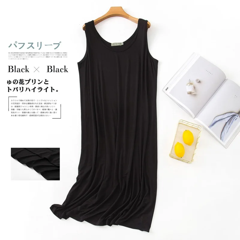 Ночная рубашка женская из модала тонкая сорочка без рукавов повседневная мягкая