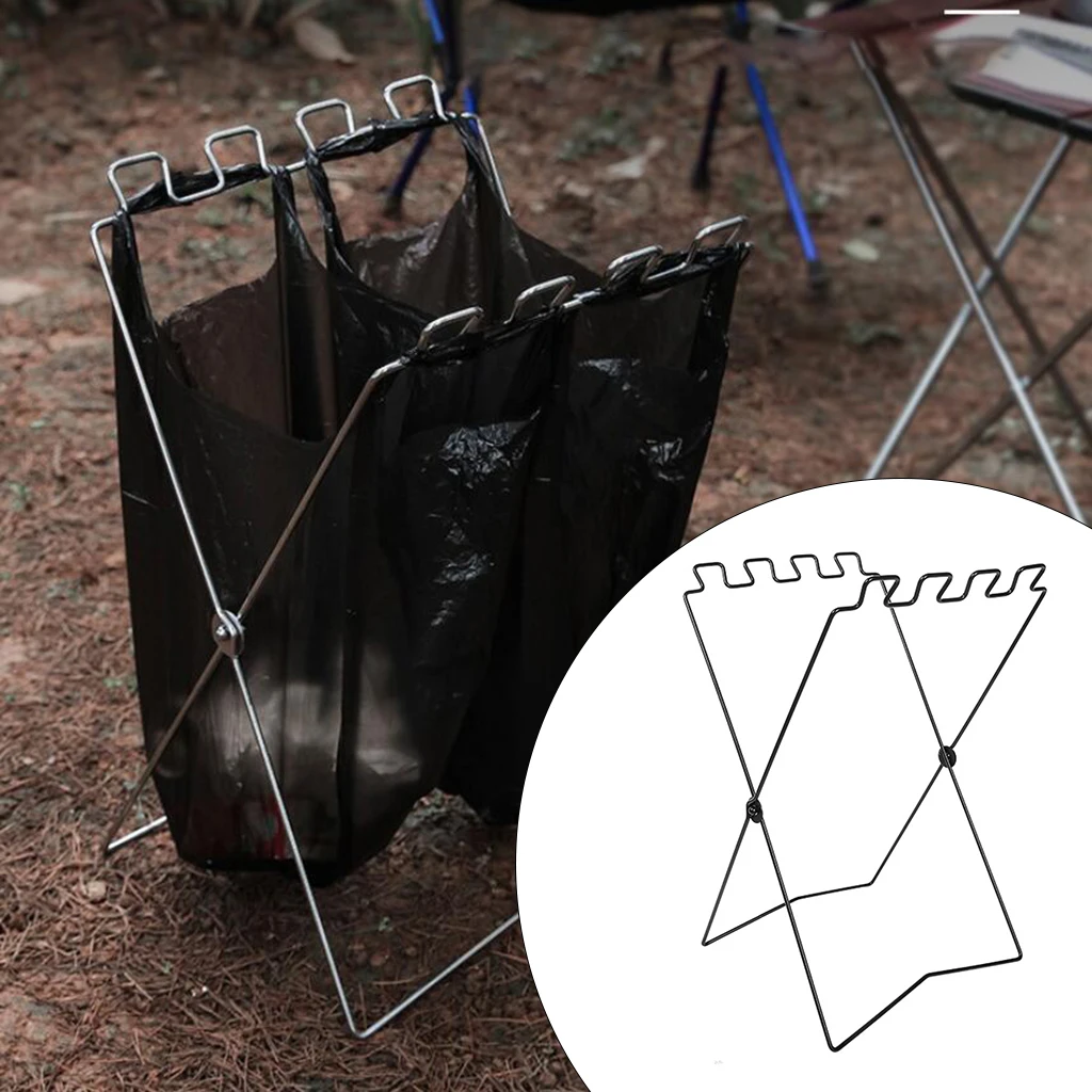 Foldable Trash Bag Holder Stand Camping Portable Waste Sorting Bin Rack Garbage Hanging Storage Bathroom | Спорт и развлечения