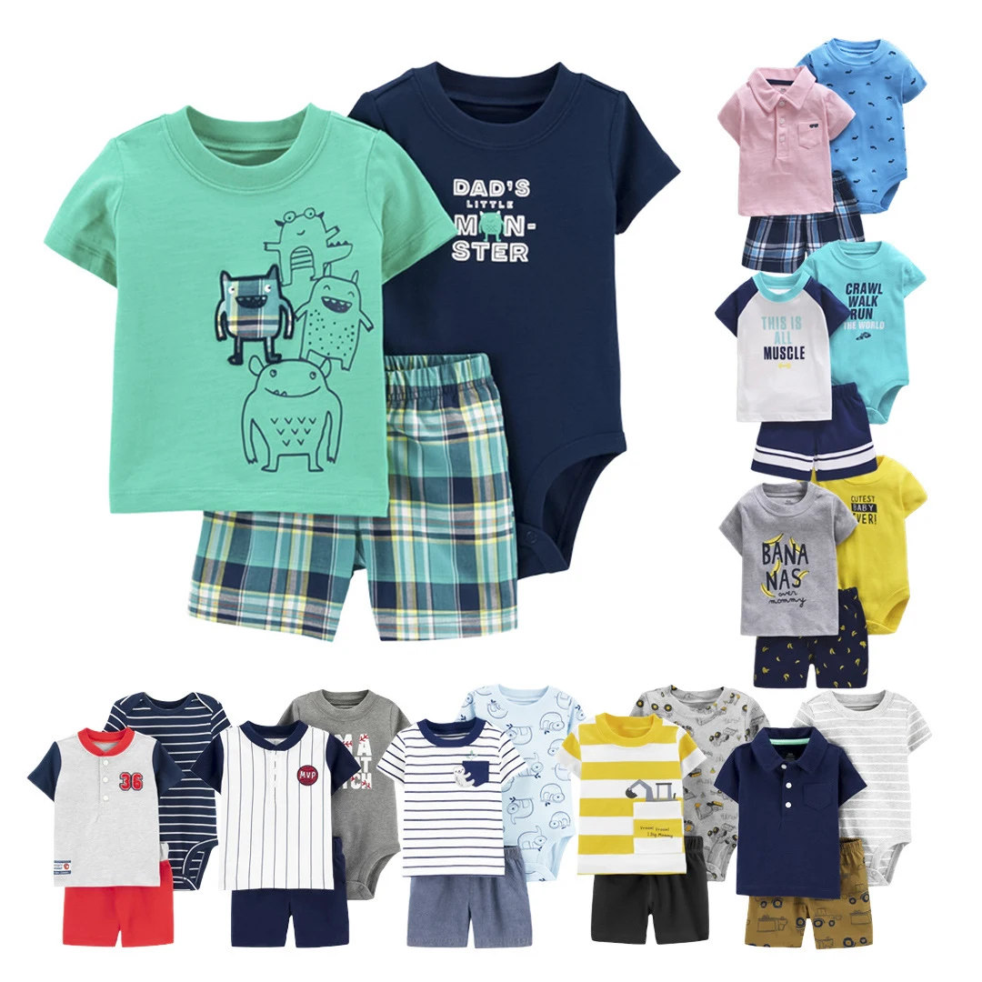 3 шт. хлопковая футболка с коротким рукавом и штаны для новорожденных на возраст