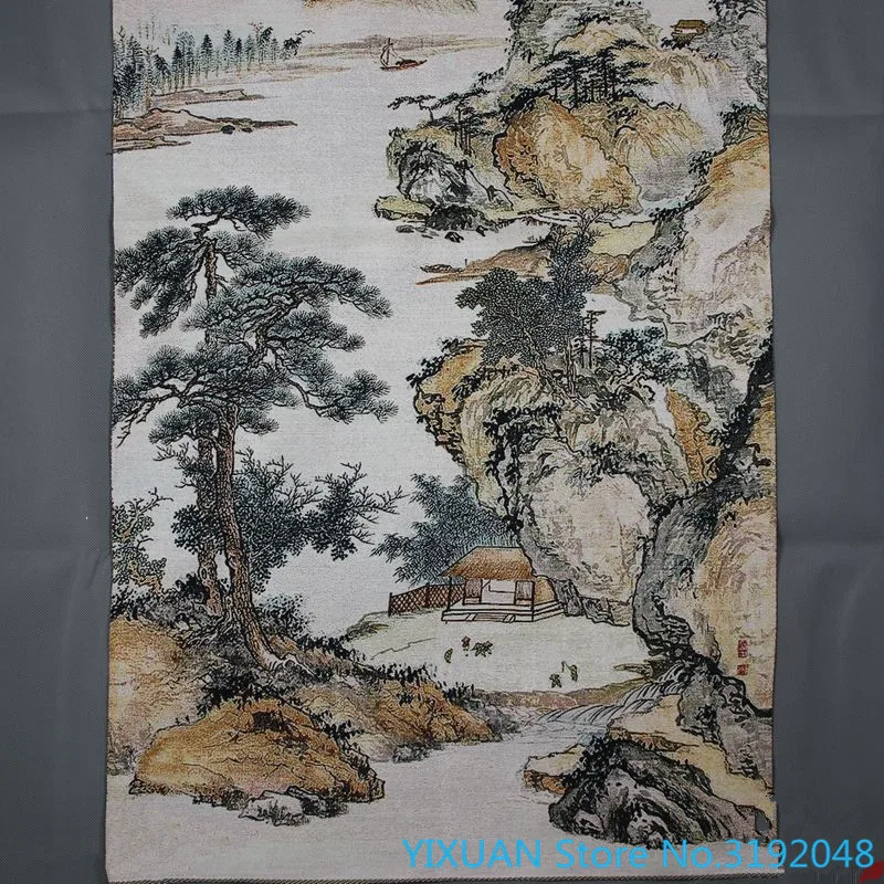 

Thangka gold embroidery brocade painting living room decoration welcoming pine landscape hanging painting