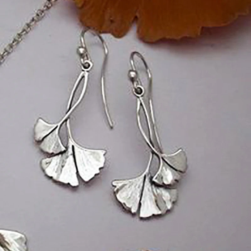 Boho Ginkgo Biloba растительный крючок листок висячие серьги Модные металлические серебряные листья Висячие серьги для женщин ювелирные изделия Z4D342