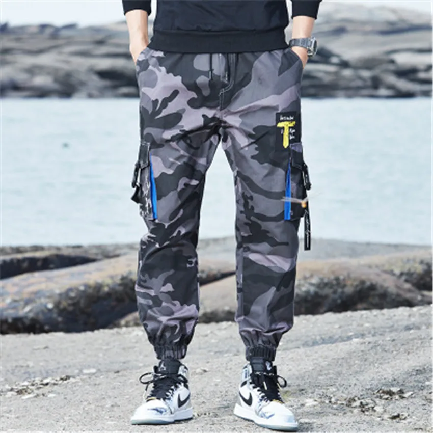2019 европейские и новые рабочие штаны Мужские для бега свободные шаровары