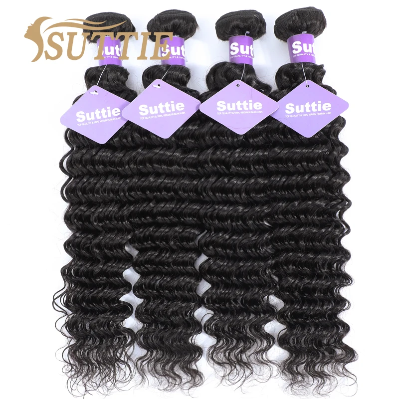 

Suttie Human Hair Bundles Hair Extension Deep Wave Curly Natural Color 1/2/3/4 Bundles Indian Hair Wave Bundles For Black Women