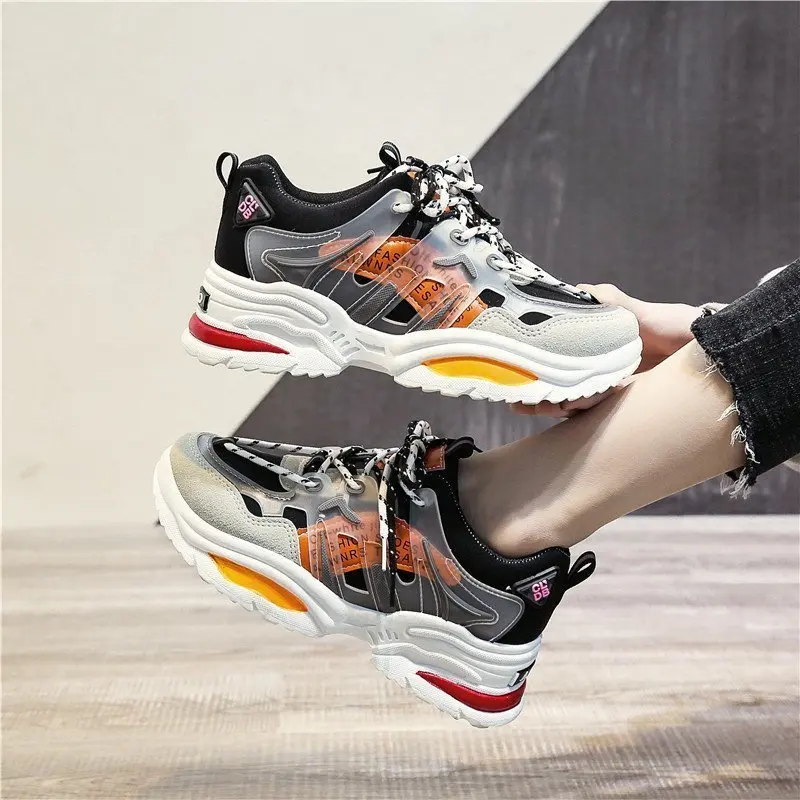 Кроссовки Rimocy женские на шнуровке повседневная обувь толстой подошве для бега