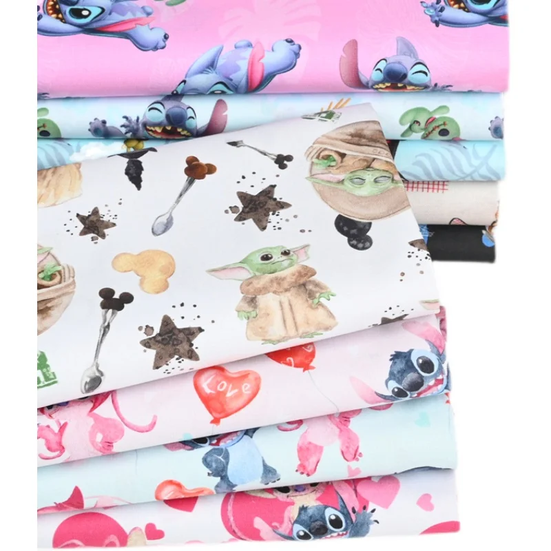100 хлопчатобумажная ткань Disney Lilo &amp Stitch Yoda Love Print для шитья квилтинга рукоделия